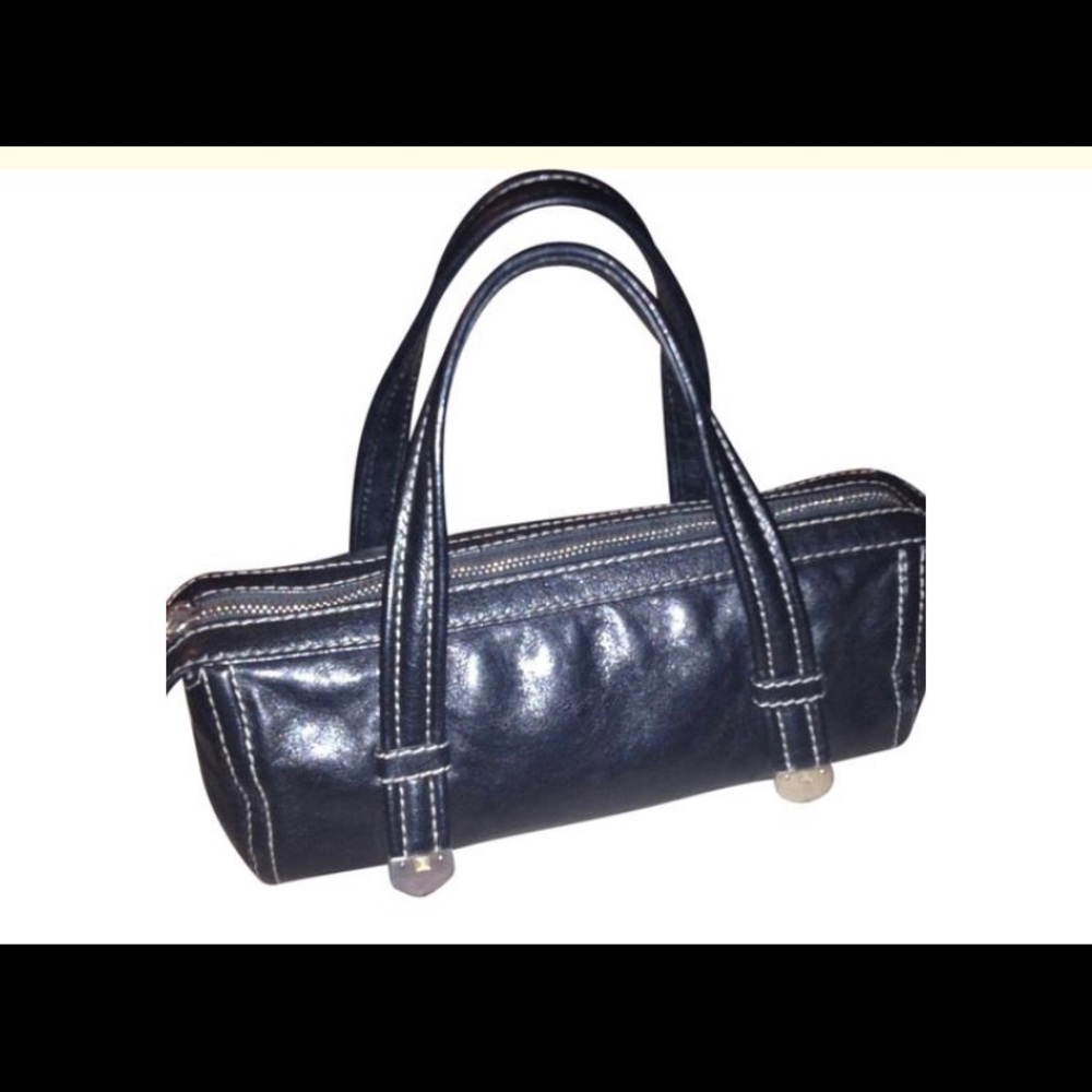 Michael Kors Black Leather Barrel Bag